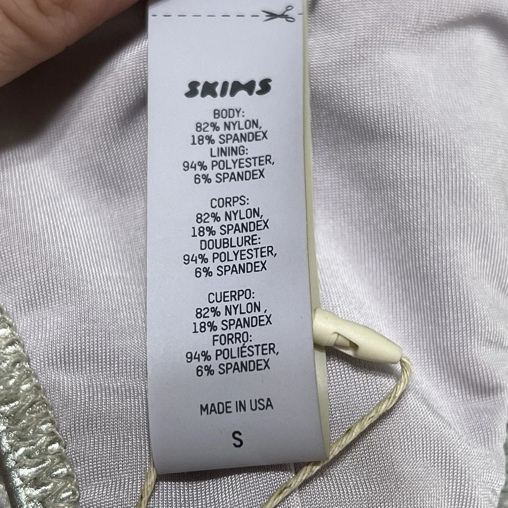 NEW! Skims Women Nickel Silver Metallic‎ Swim Cycle Body Suit Size Small